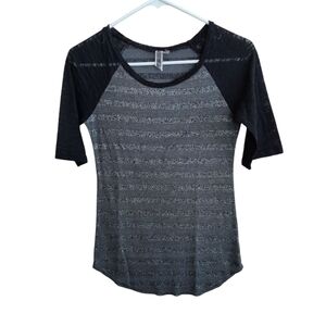 BKE Short Sleeve T-Shirt with Metallic Silver Stripes